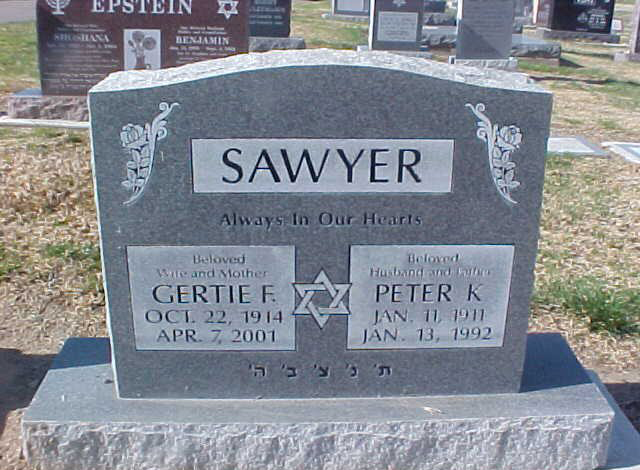 Grabstelle von Peter K. und Gertie F. Sawyer (Quelle: JewishGen)